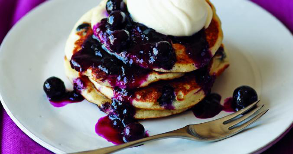 Buttermilk Blueberry Pancakes with Blueberry Lime Sauce Recipe Living